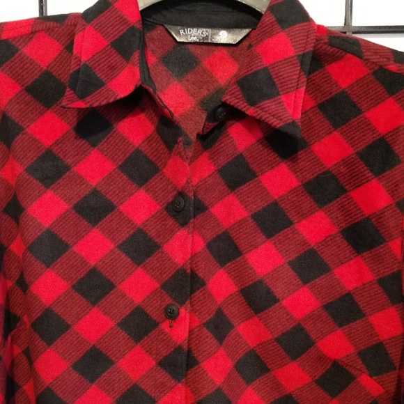 Red and Black Buffalo Check Plaid Shirt Long Sleeve Shacket sz Medium - Picture 2 of 3